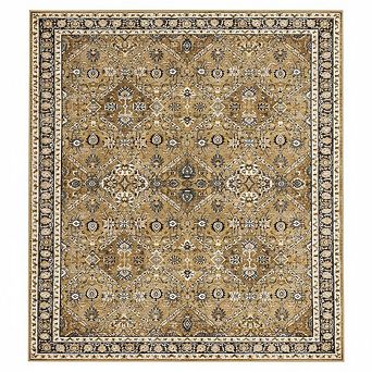 Vintage Medallion Washable Rug, Non-Slip Low Pile Carpet for Dining Room Office