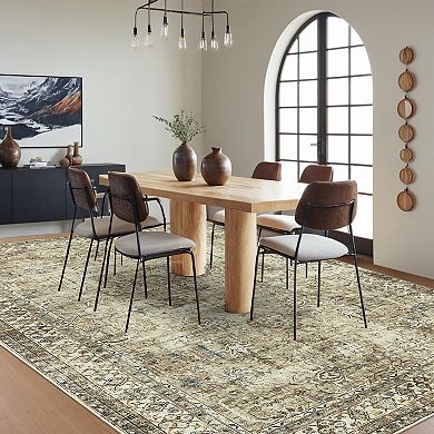 Washable Area Rug, Non-Slip Low Pile Thin Carpet for Living Room Bedroom Dining Office