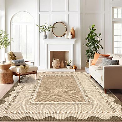 Washable Low Pile Indoor Area Rug，Modern Stain Resistant Non Slip Rugs