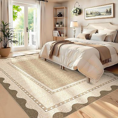 Washable Low Pile Indoor Area Rug，Modern Stain Resistant Non Slip Rugs