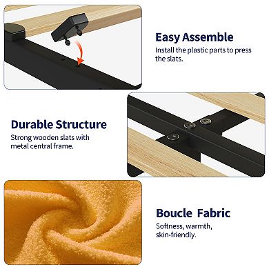 Modern Upholstered Platform Bed Frame with Storage Headboard, Easy Assembly, No Box Spring Needed