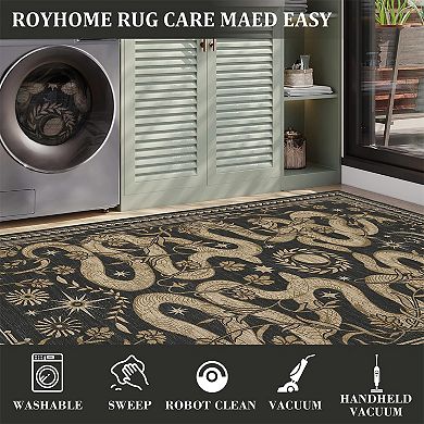 Washable Snake Area Rug, Non-Slip Stain-Resistant Carpet for Home