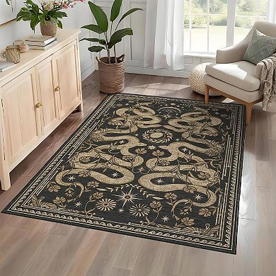 Washable Snake Area Rug, Non-Slip Stain-Resistant Carpet for Home