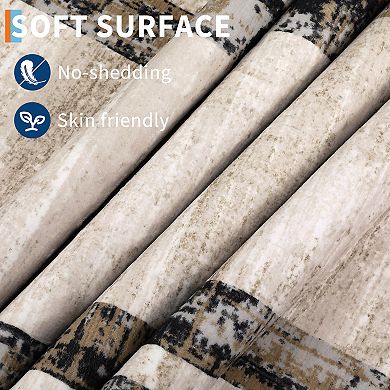 Washable Area Rug, Modern Border Soft Distressed Rug, Minimalist Non Slip Stain Resistant Carpet