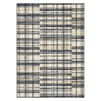 Modern Plaid Rug Washable, Non-Slip Large Area Rug for Living Room, Bedroom, Dining Room, Office