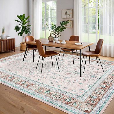 Washable Vintage Area Rugs, Non-Slip, Low Pile, Floor Mats for Bedroom, Hallway, Kitchen, Bathroom