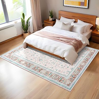 Washable Vintage Area Rugs, Non-Slip, Low Pile, Floor Mats for Bedroom, Hallway, Kitchen, Bathroom