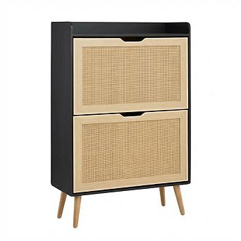 Slim Ventilated Shoe Storage Cabinet with Flip Drawers