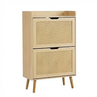 Slim Ventilated Shoe Storage Cabinet with Flip Drawers