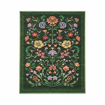 Washable Rugs，Non Slip Low Pile Floral Area Rug, Stain Resistant Indoor Soft Carpet
