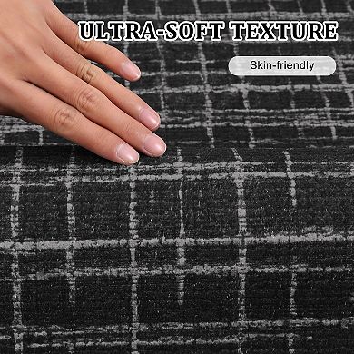 Washable Area Rugs, Foldable, Non-Slip, Low Pile Geometric Stripes for Bedroom, Dining Room