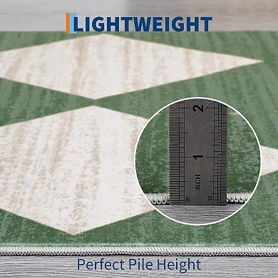 Washable Area Rug for Living Room Dining Room Office Modern Checkered Carpet, Stain Resistant