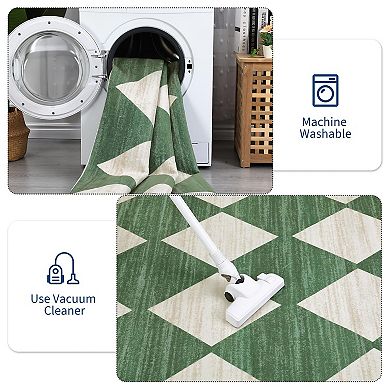 Washable Area Rug for Living Room Dining Room Office Modern Checkered Carpet, Stain Resistant