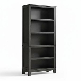 Sunnyfurn 5 tier Storage Bookshelf, Farmhouse Bookcase w/ Adjustable Shelves for Living Room Office