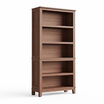 Sunnyfurn 5 tier Storage Bookshelf, Farmhouse Bookcase w/ Adjustable Shelves for Living Room Office