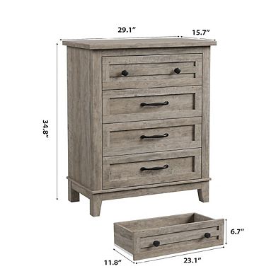Tall Bedroom Dresser with 4 Drawers and Storage