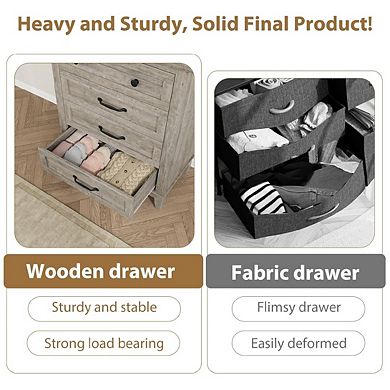 Tall Bedroom Dresser with 4 Drawers and Storage