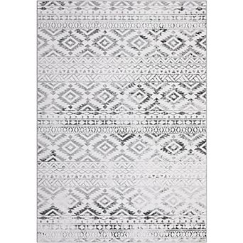 Washable Geometric Runner Rug, Vintage Distressed Area Rug for Living Room Bedroom Office Nursery