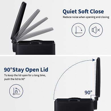 Trash Can with Lid, 10 Liter Stainless Steel Garbage Can with Removable Inner Bucket, Step Pedal