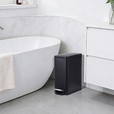 Trash Can with Lid, 10 Liter Stainless Steel Garbage Can with Removable Inner Bucket, Step Pedal