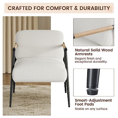 Modern Accent Chair, Cozy Reading Chair Upholstered with Spring Foam Cushion