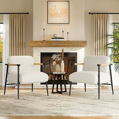 Modern Accent Chair, Cozy Reading Chair Upholstered with Spring Foam Cushion