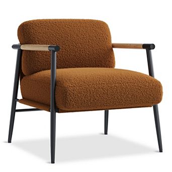 Modern Accent Chair, Cozy Reading Chair Upholstered with Spring Foam Cushion