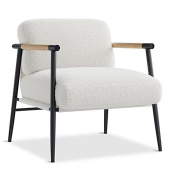 Modern Accent Chair, Cozy Reading Chair Upholstered with Spring Foam Cushion