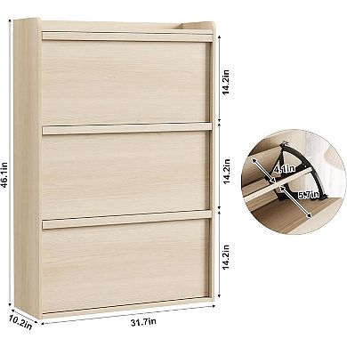 Shoe Cabinet with 3 Flip Drawers, Hidden Shoe Rack w/ Adjustable Shelf, Shoe Organizer for Entryway