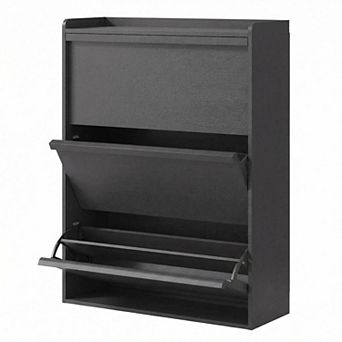 Shoe Cabinet with 3 Flip Drawers, Hidden Shoe Rack w/ Adjustable Shelf, Shoe Organizer for Entryway
