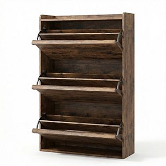 Shoe Cabinet with 3 Flip Drawers, Hidden Shoe Rack w/ Adjustable Shelf, Shoe Organizer for Entryway