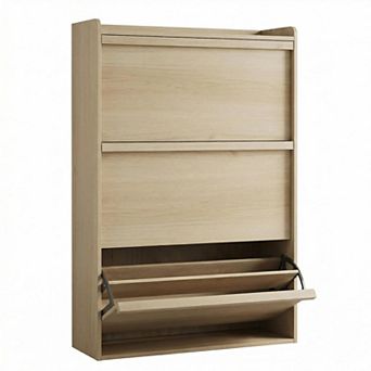 Shoe Cabinet with 3 Flip Drawers, Hidden Shoe Rack w/ Adjustable Shelf, Shoe Organizer for Entryway