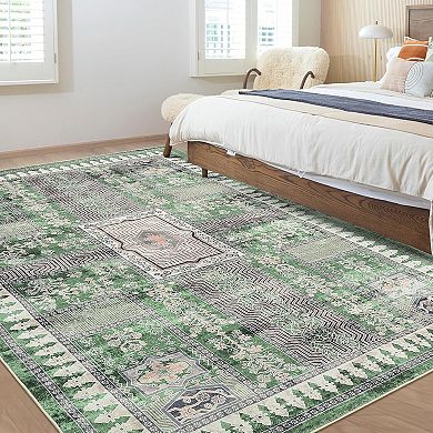 Scalloped Washable Rug for Living Room Bedroom Dining Room