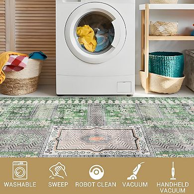 Scalloped Washable Rug for Living Room Bedroom Dining Room