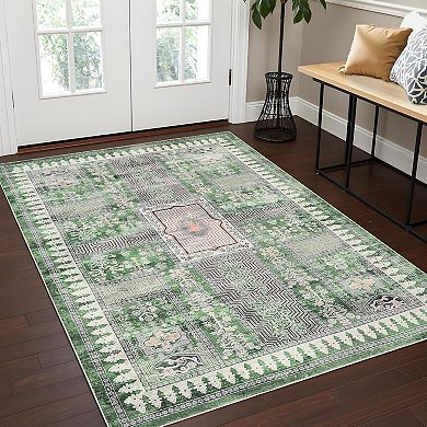 Scalloped Washable Rug for Living Room Bedroom Dining Room