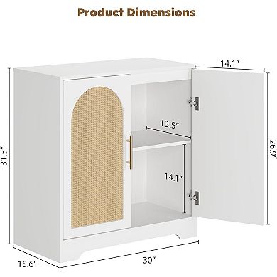 Rattan Buffet Cabinet, Sideboard with Shelf & Doors, Storage Cabinet for Living&Dining Room,Entryway