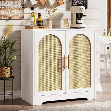 Rattan Buffet Cabinet, Sideboard with Shelf & Doors, Storage Cabinet for Living&Dining Room,Entryway