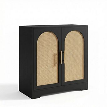 Rattan Buffet Cabinet, Sideboard with Shelf & Doors, Storage Cabinet for Living&Dining Room,Entryway