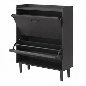Shoe Cabinet with 2 Flip Drawers, Hidden Shoe Rack w/ Adjustable Shelf, Shoe Organizer for Entryway