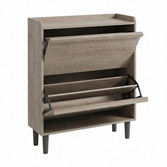 Shoe Cabinet with 2 Flip Drawers, Hidden Shoe Rack w/ Adjustable Shelf, Shoe Organizer for Entryway