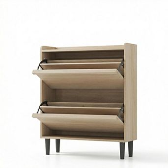 Shoe Cabinet with 2 Flip Drawers, Hidden Shoe Rack w/ Adjustable Shelf, Shoe Organizer for Entryway