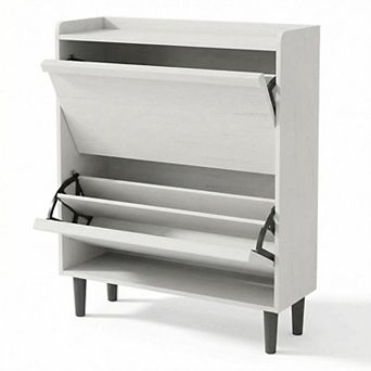 Shoe Cabinet with 2 Flip Drawers, Hidden Shoe Rack w/ Adjustable Shelf, Shoe Organizer for Entryway
