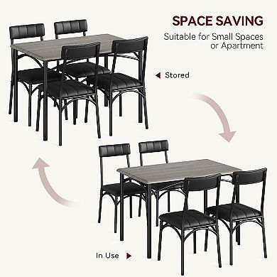 5-Piece Dining Table Set for 4 with Upholstered Chairs,Rectangular Kitchen & Dining Room Table Set