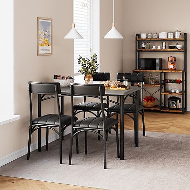 5-Piece Dining Table Set for 4 with Upholstered Chairs,Rectangular Kitchen & Dining Room Table Set
