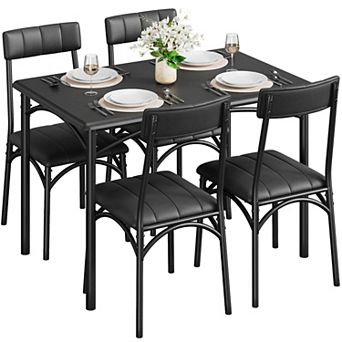 5 pc Dining Table Set for 4 with Upholstered Chairs,Rectangular Kitchen & Dining Room Table Set