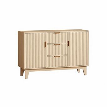 Sunnyfurn Sideboard Buffet Cabinet with Storage, Modern Fluted Cabinet with Adjustable Shelves