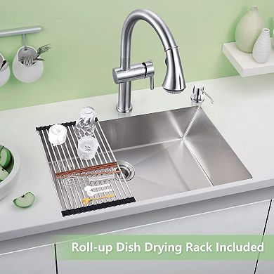 30" Undermount Single Bowl Kitchen Sink, 16-Gauge 304 Stainless Steel, 10" Deep w/Accessories