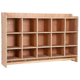 Wall Mounted Cubby Organizer with 15 Compartments and Hooks