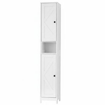 Tall Narrow Bathroom Storage Cabinet with Doors and Drawer