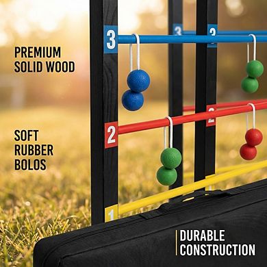 Bolaball Pro Ladder Toss Outdoor Game Set with 6 Bolo Balls, 2 Heavy ...